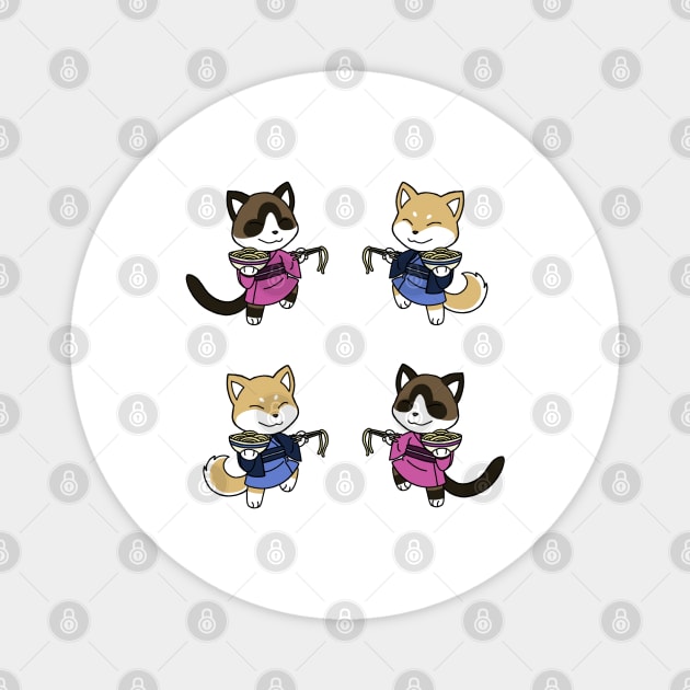 Neko and Inu Noodles Magnet by Firestorm Fox